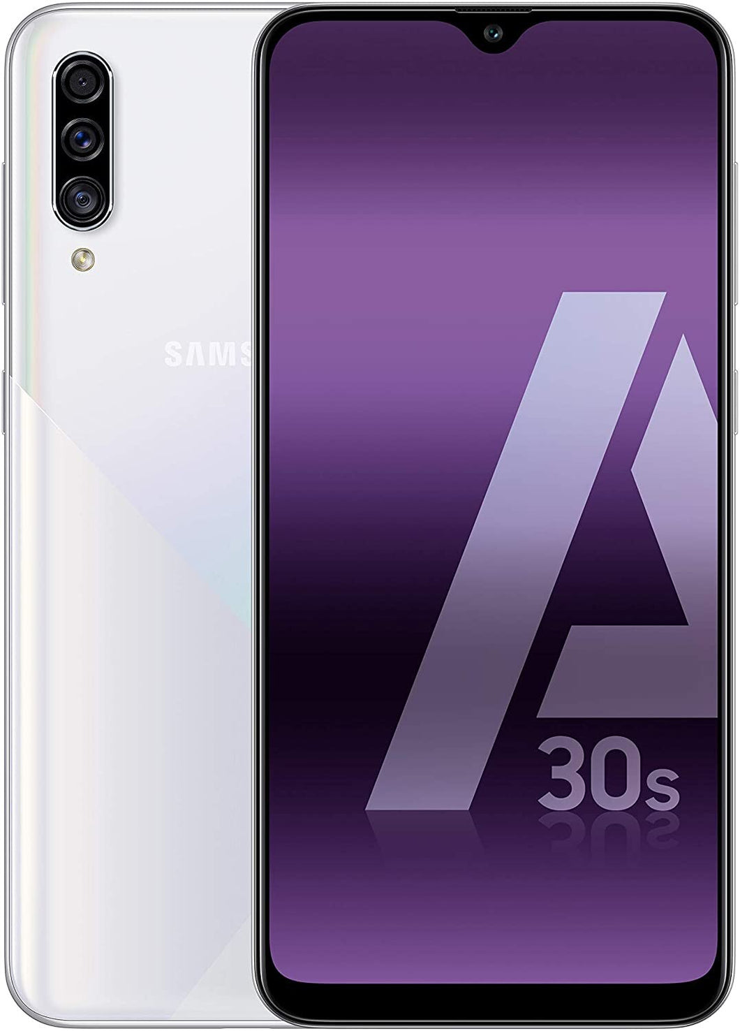 Samsung Galaxy A30s phone, White (White) Color, 128 GB internal memory, 4 GB RAM, 6 Super AMOLED screen.